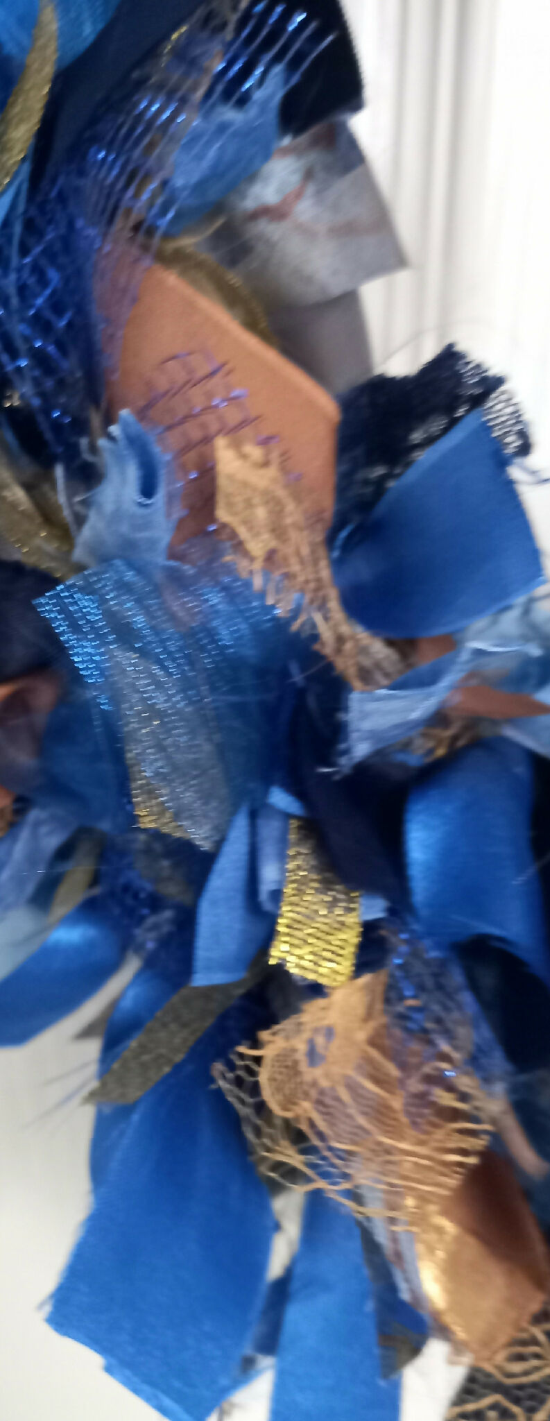 Rag Wreath in Blues and Golds