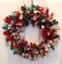 Rag Wreath In Red, Green and White