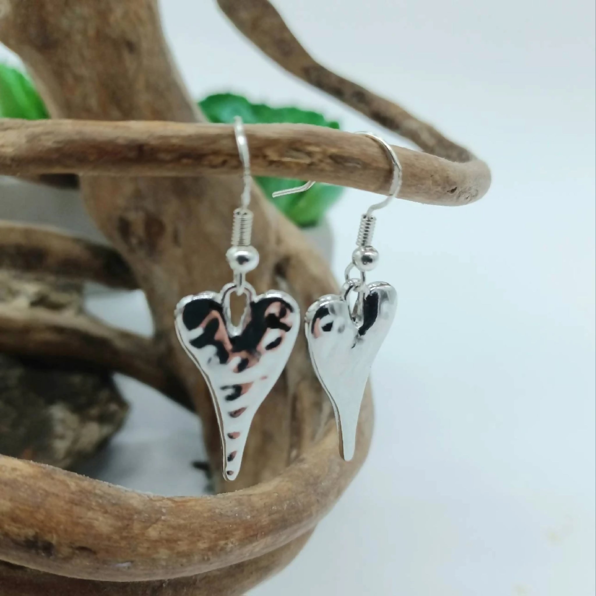 hammered heart earrings