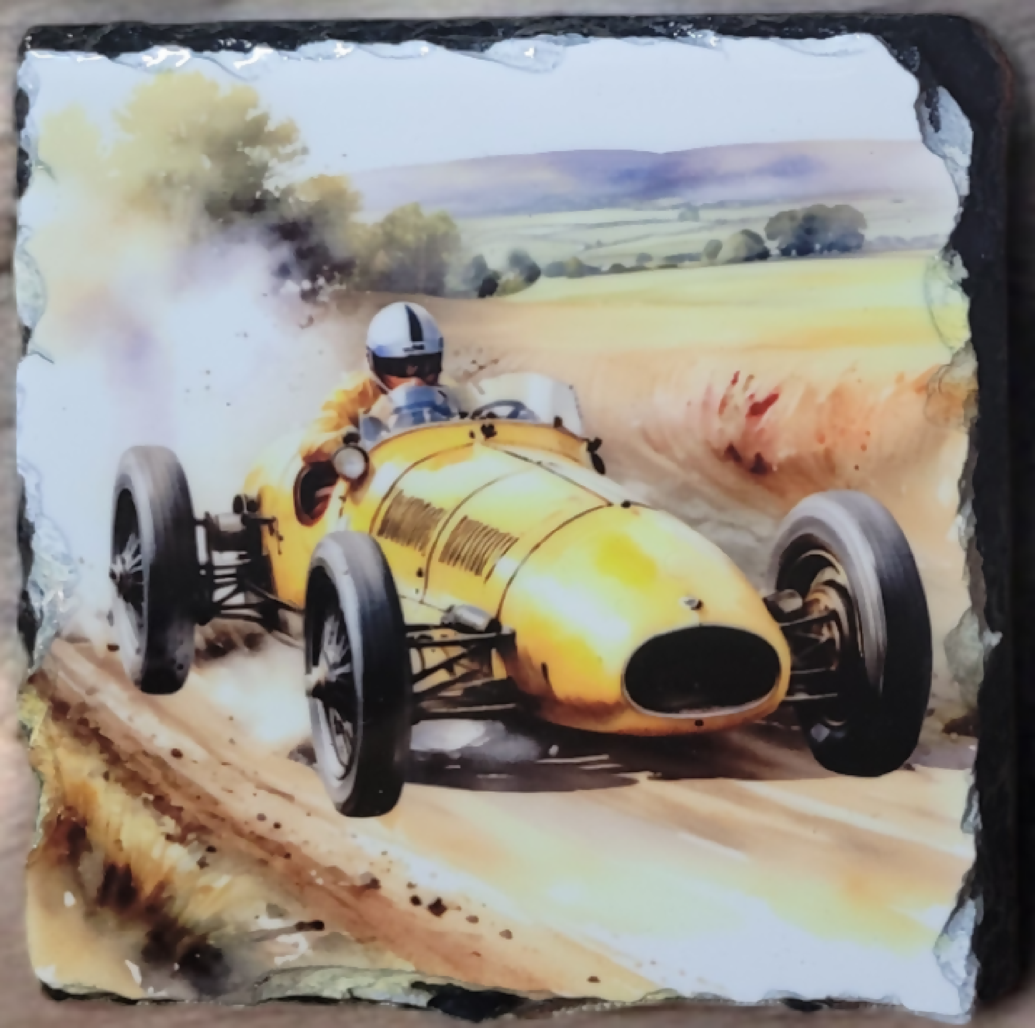 Vintage Racing Car Slate Coasters - Set of 4