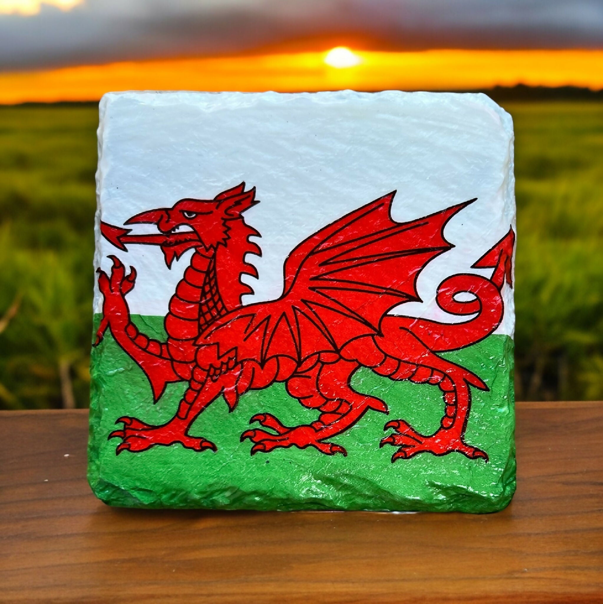 Welsh dragon slate coasters