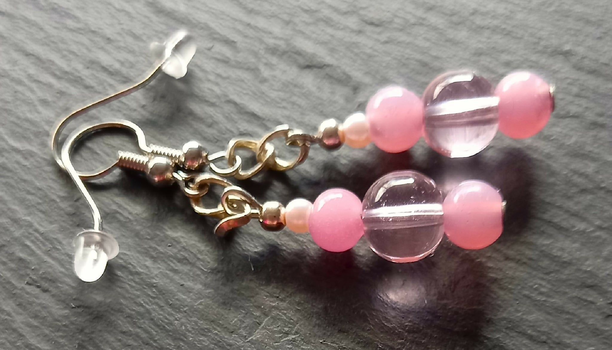 Earrings - Dainty Pale Pink Beaded