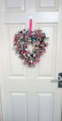 Rag Wreath Heart Shaped in Pinks and Greys