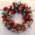 Rag Wreath In Red, Green and White