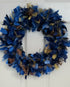 Rag Wreath in Blues and Golds