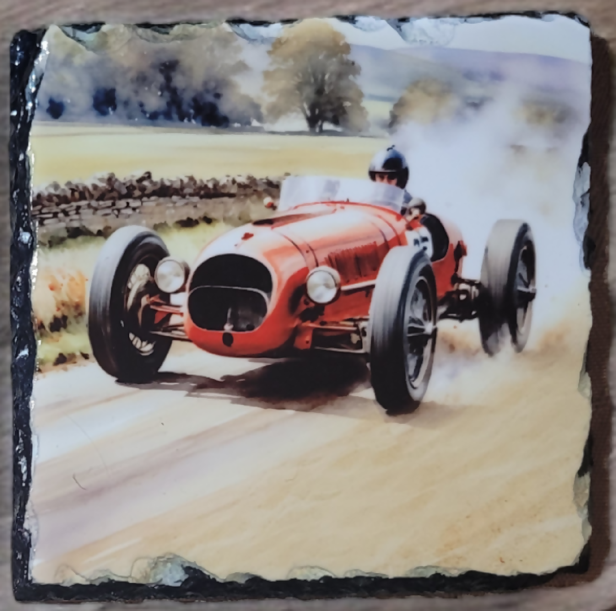 Vintage Racing Car Slate Coasters - Set of 4