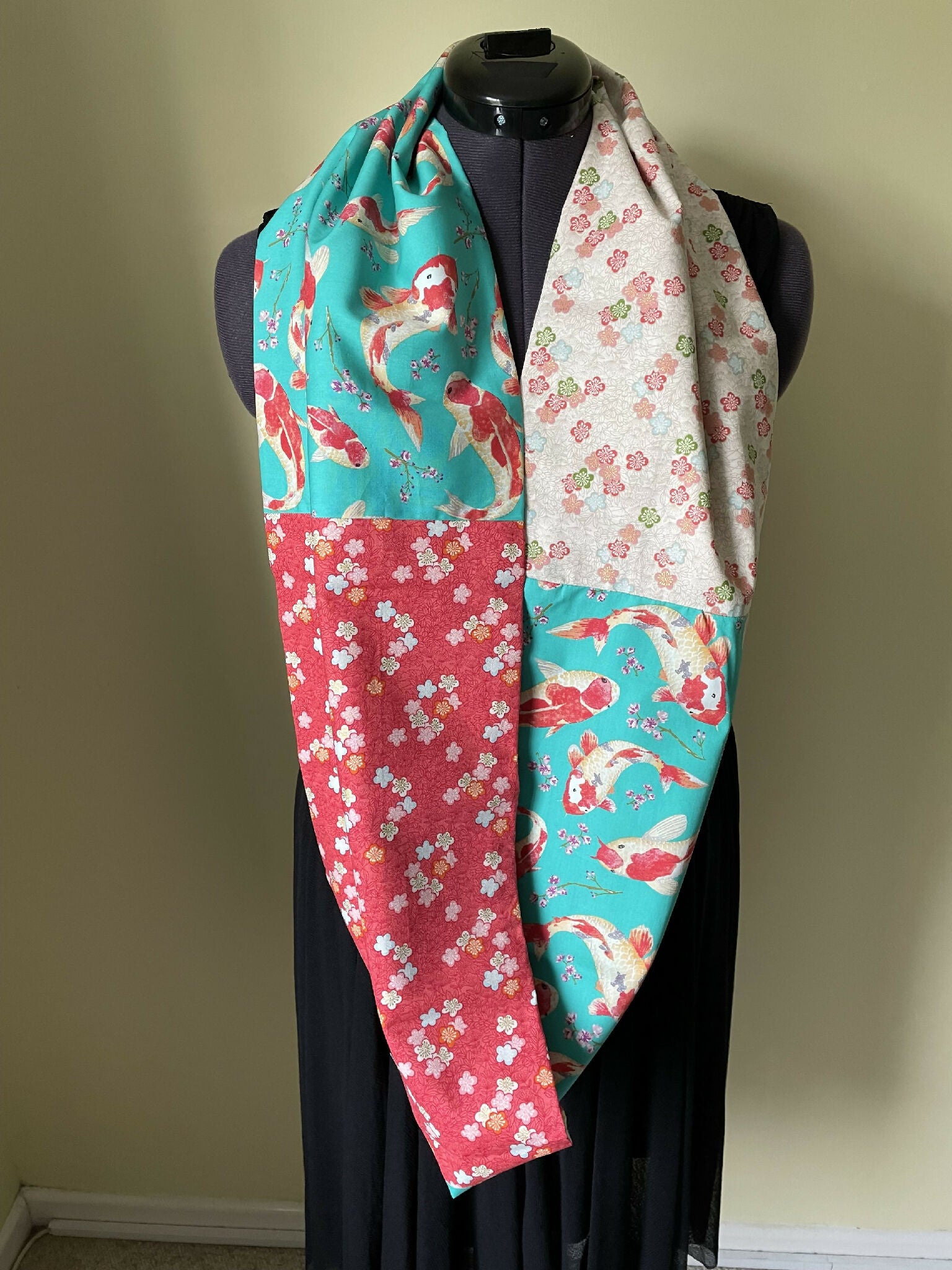 Infinity Scarf with Koi and Flowers