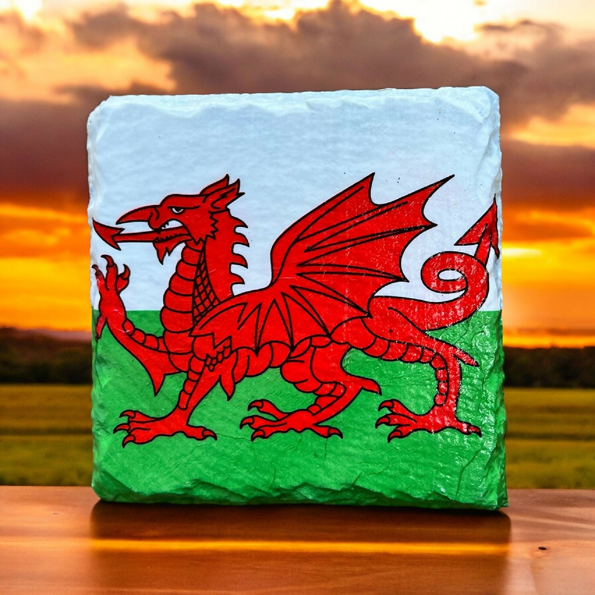 Welsh dragon slate coasters