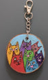 Cats wood cookie keyring