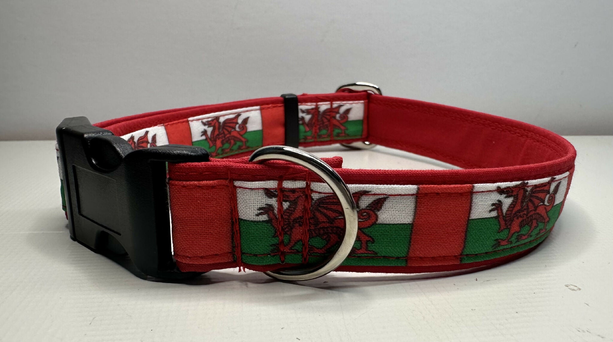 Welsh dragon handcrafted dog collar