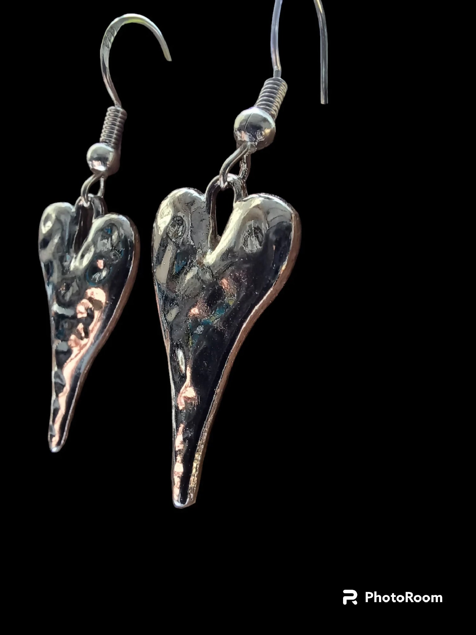 hammered heart earrings