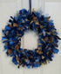 Rag Wreath in Blues and Golds