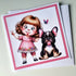 Handmade Card - Cute Girl and Her Frenchie.