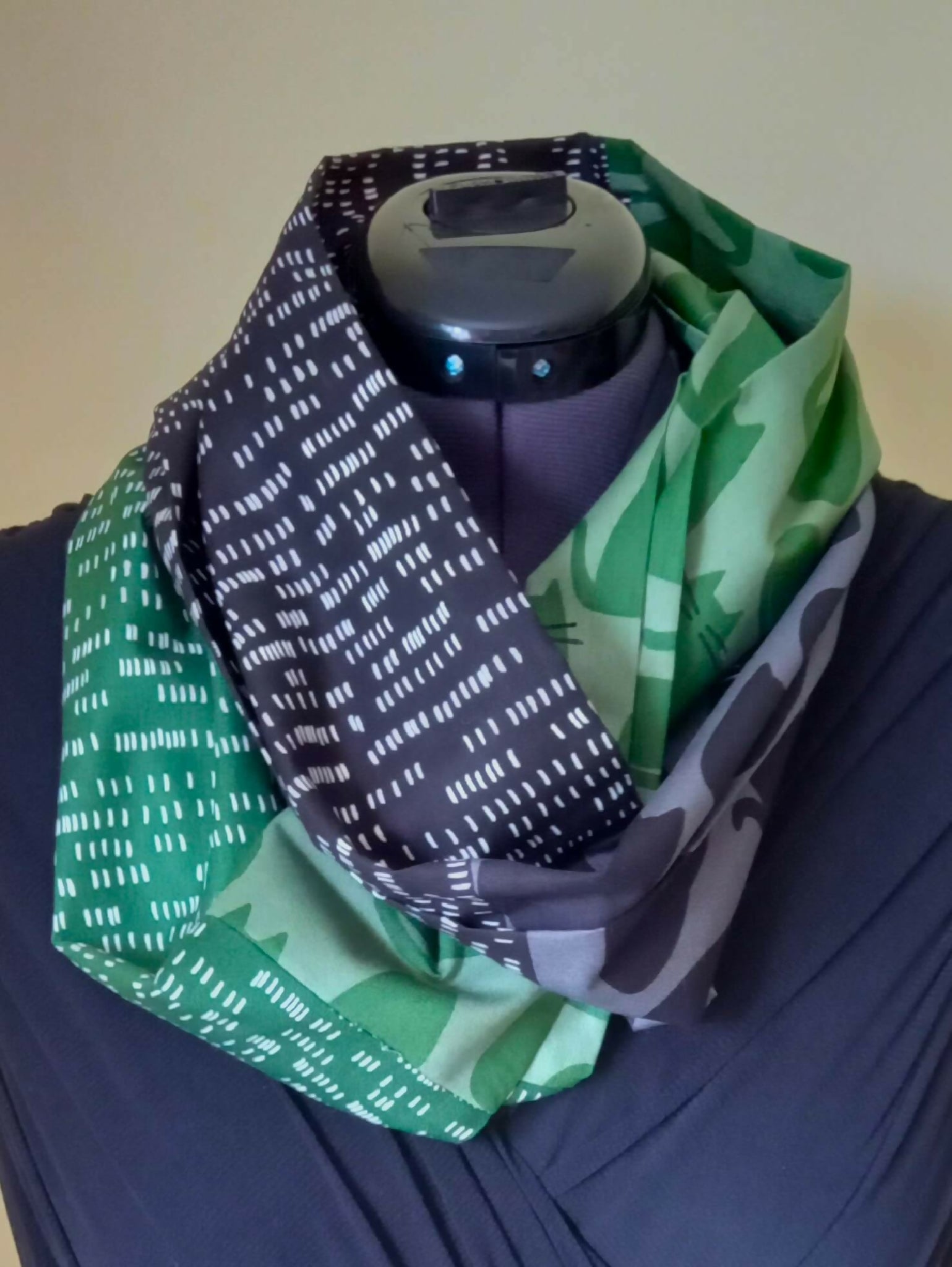 Green and Black Cat Infinity Scarf