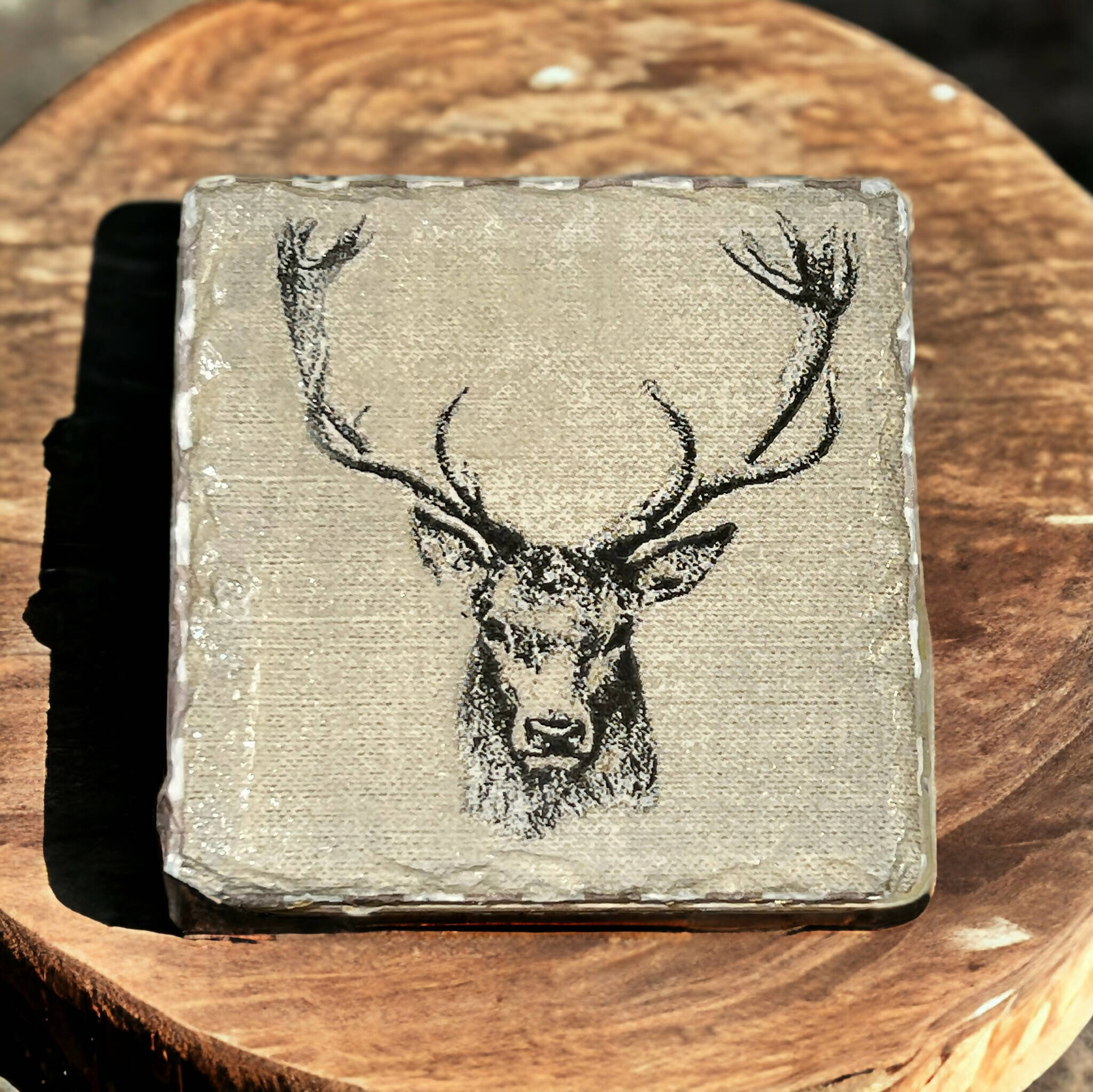 Stag slate coasters, drink coasters, stocking filler,