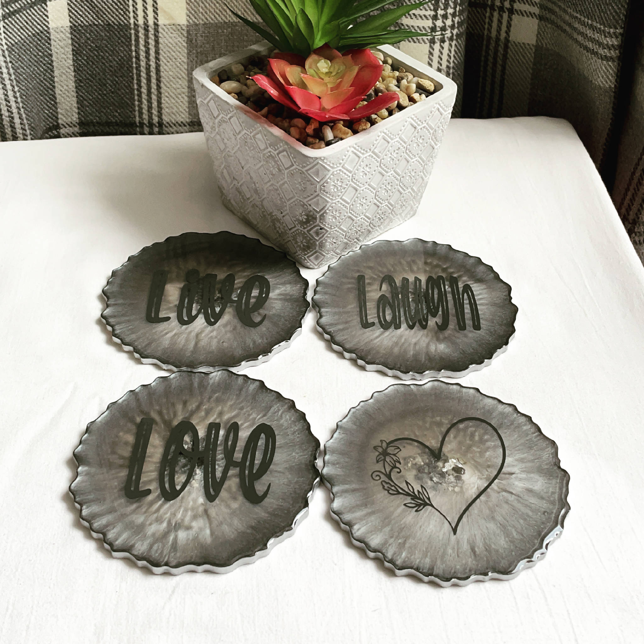 Live Laugh Love resin coaster set