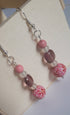 Pink wooden bead earrings