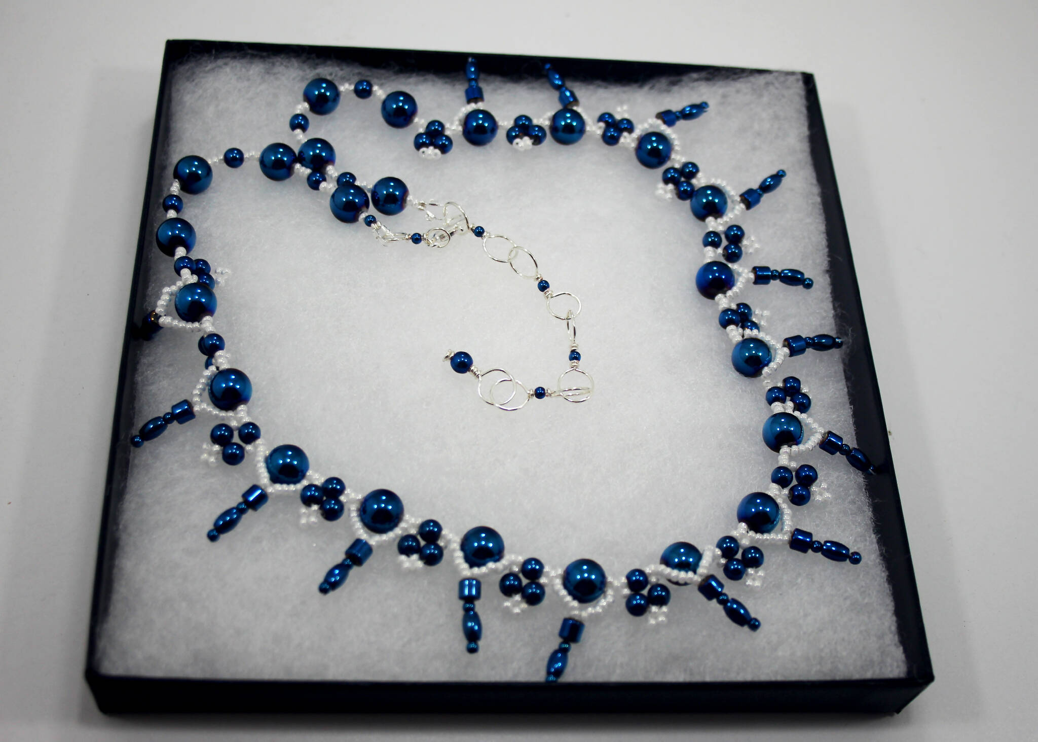 Hematite blue gemstone necklace (220)