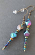 Peacock Coloured Glass Bead Earrings