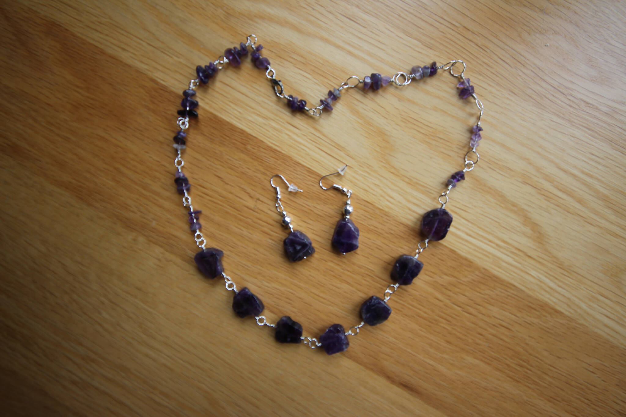 Amethyst Gem Stone Necklace & Earring set 501/1301