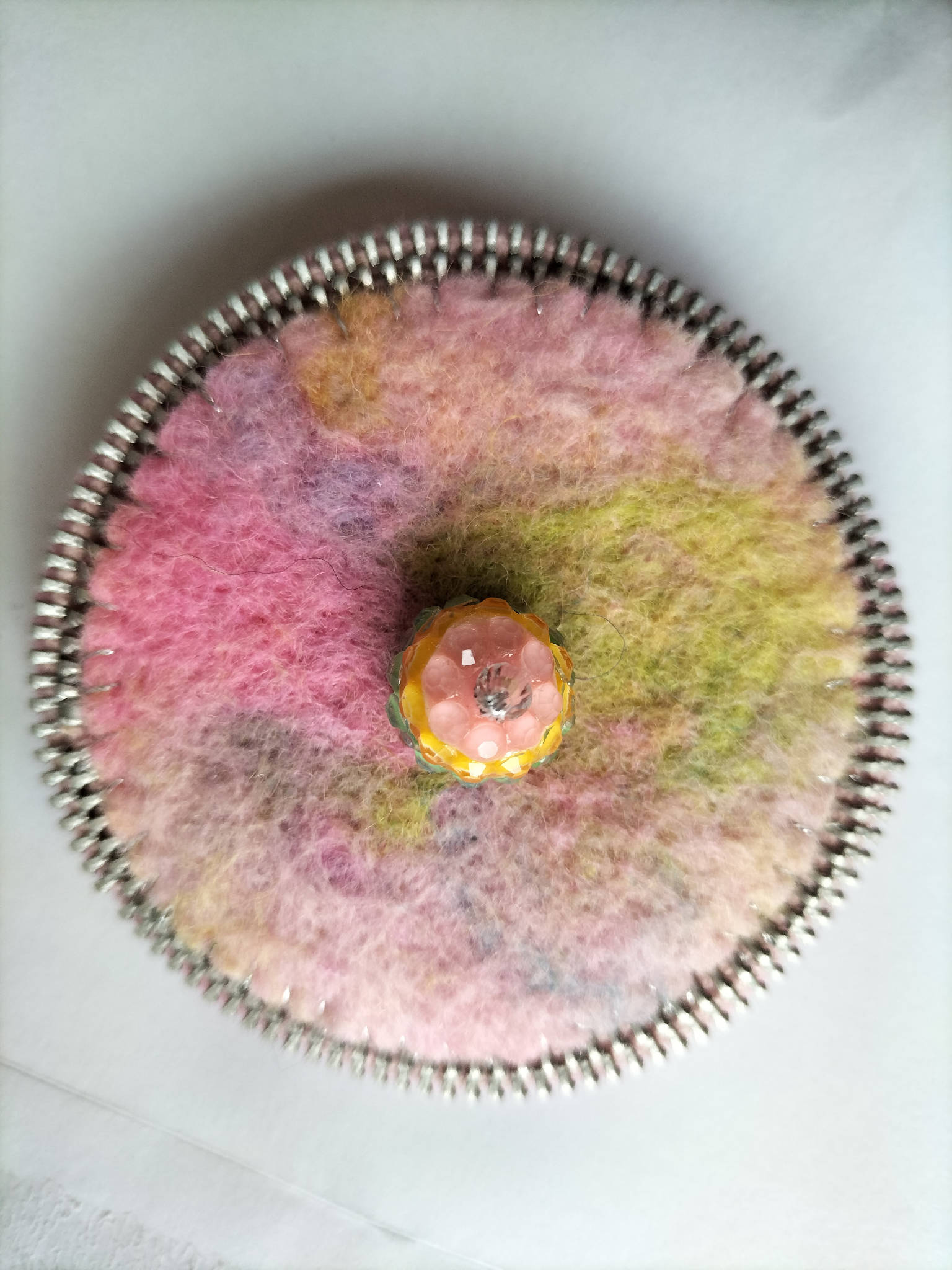 Pastel needle felted brooch