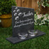 Personalised Black Slate Memorial Headstone On A Plinth With Tea Light Holders