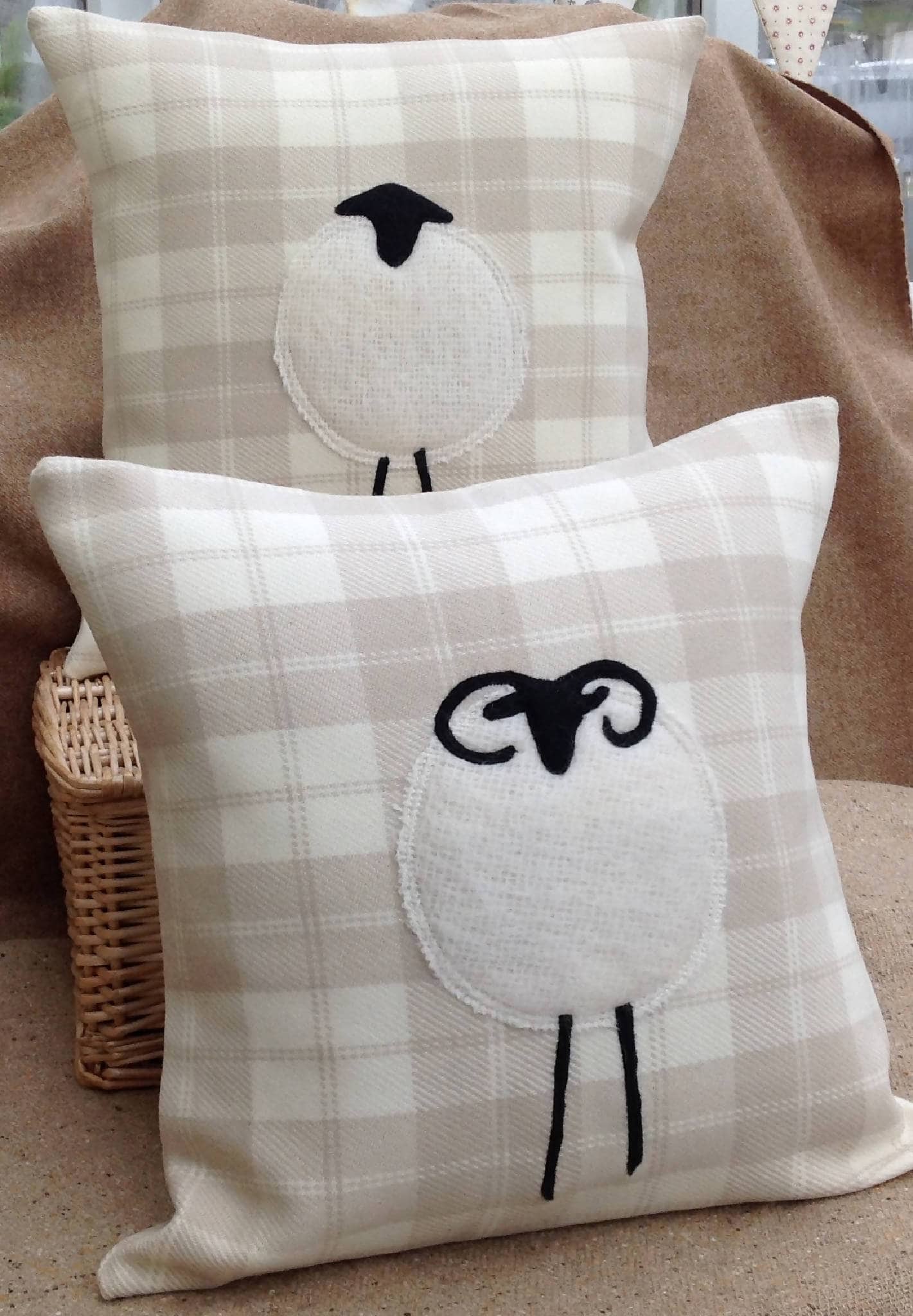 sheep applique cushion