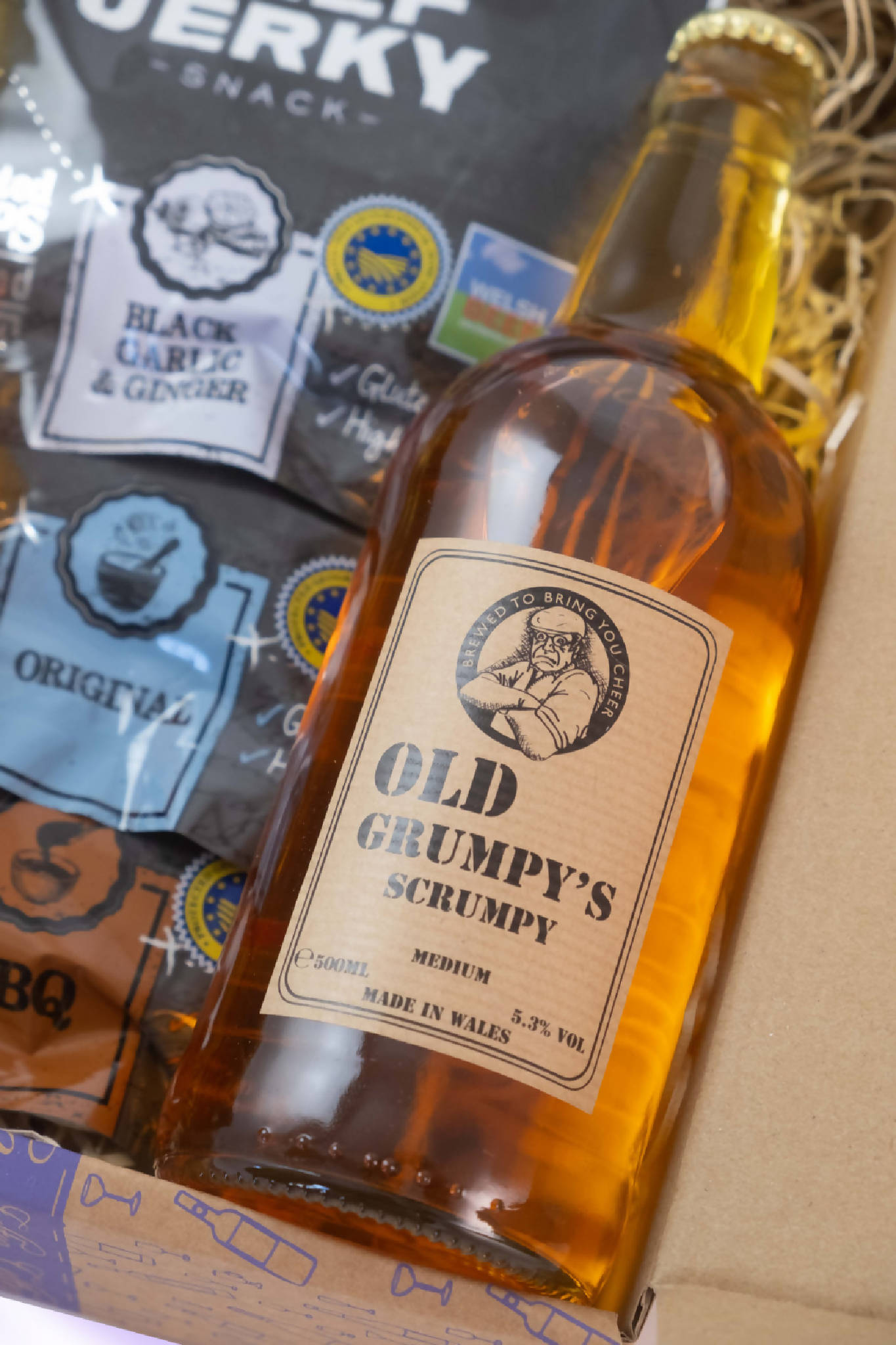 Old Grumpy’s Welsh Cider & Beef Jerky Gift Box