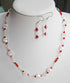 Clear & red crystal Necklace & Earrings 506