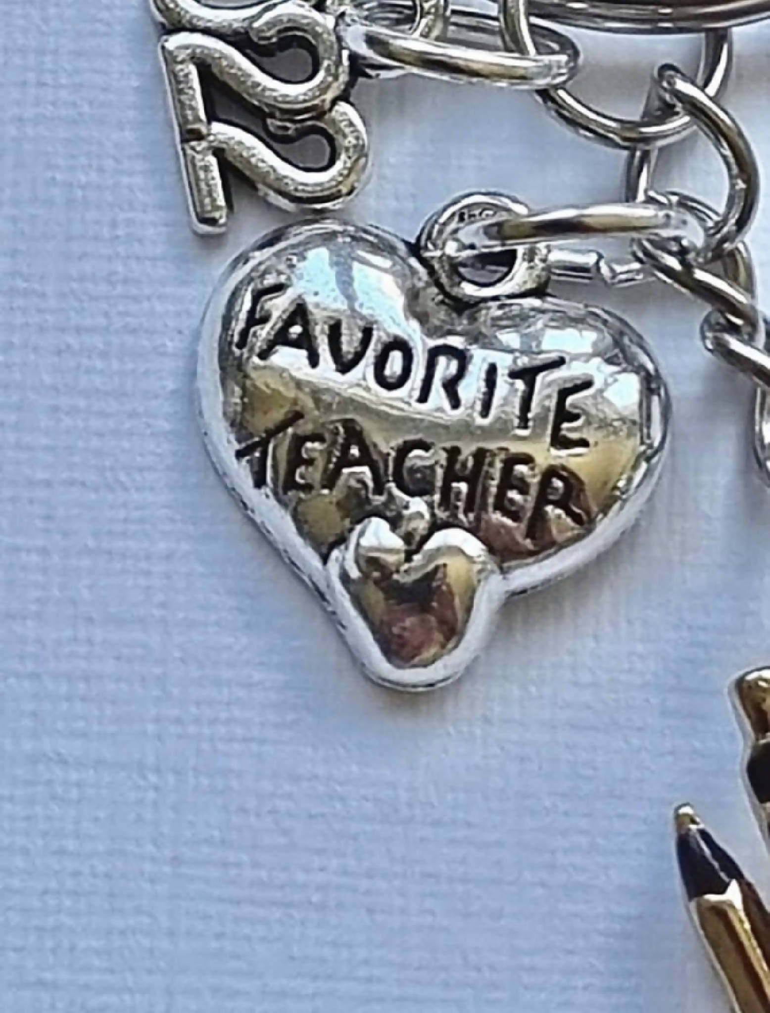 End of term gift for your child's teacher. Pretty keyring with charms.