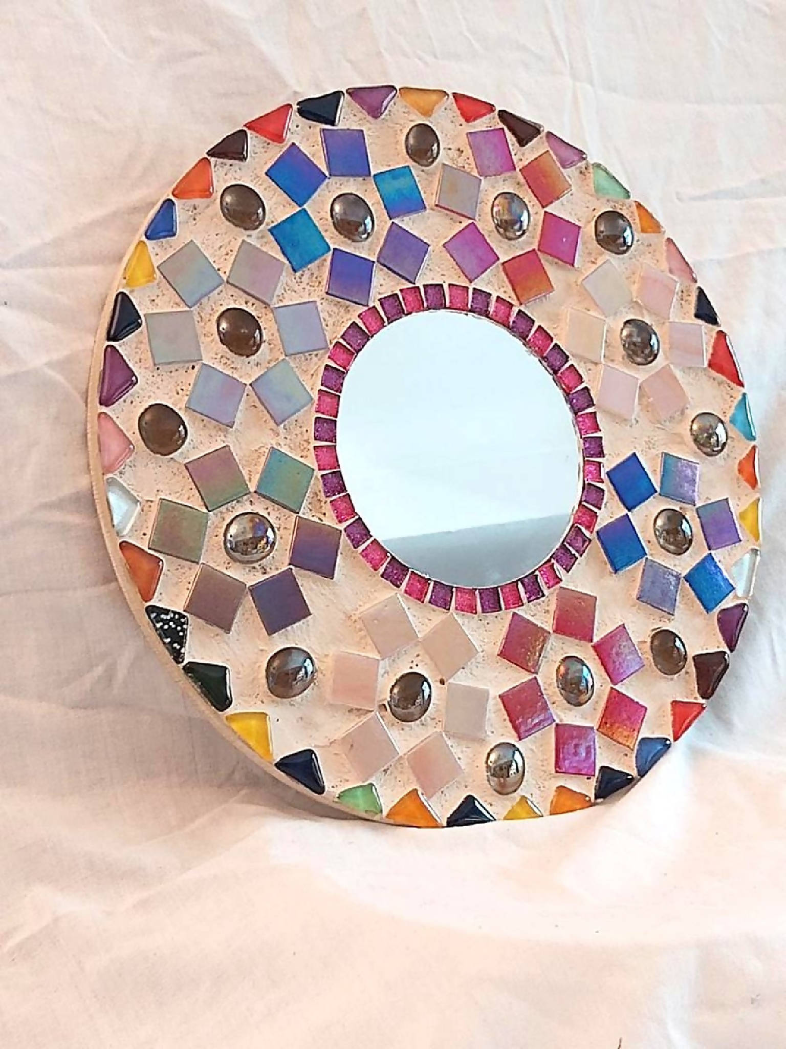 Mosaic round mirror