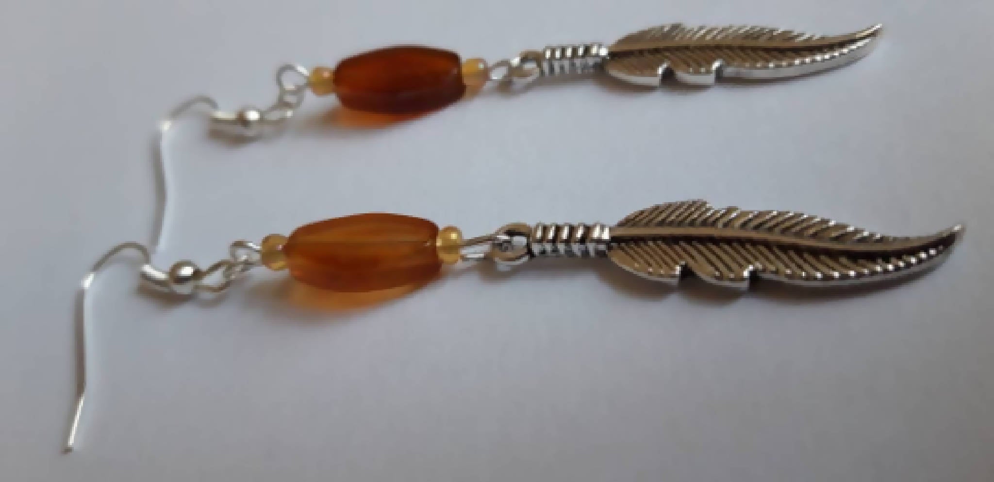 Amber Feather Earrings