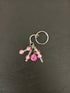 Keyring Handbag Charm with Pink Crackle Beads