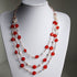 Red Orange Agate Gemstone & Swarovski Crystal Necklace (205)