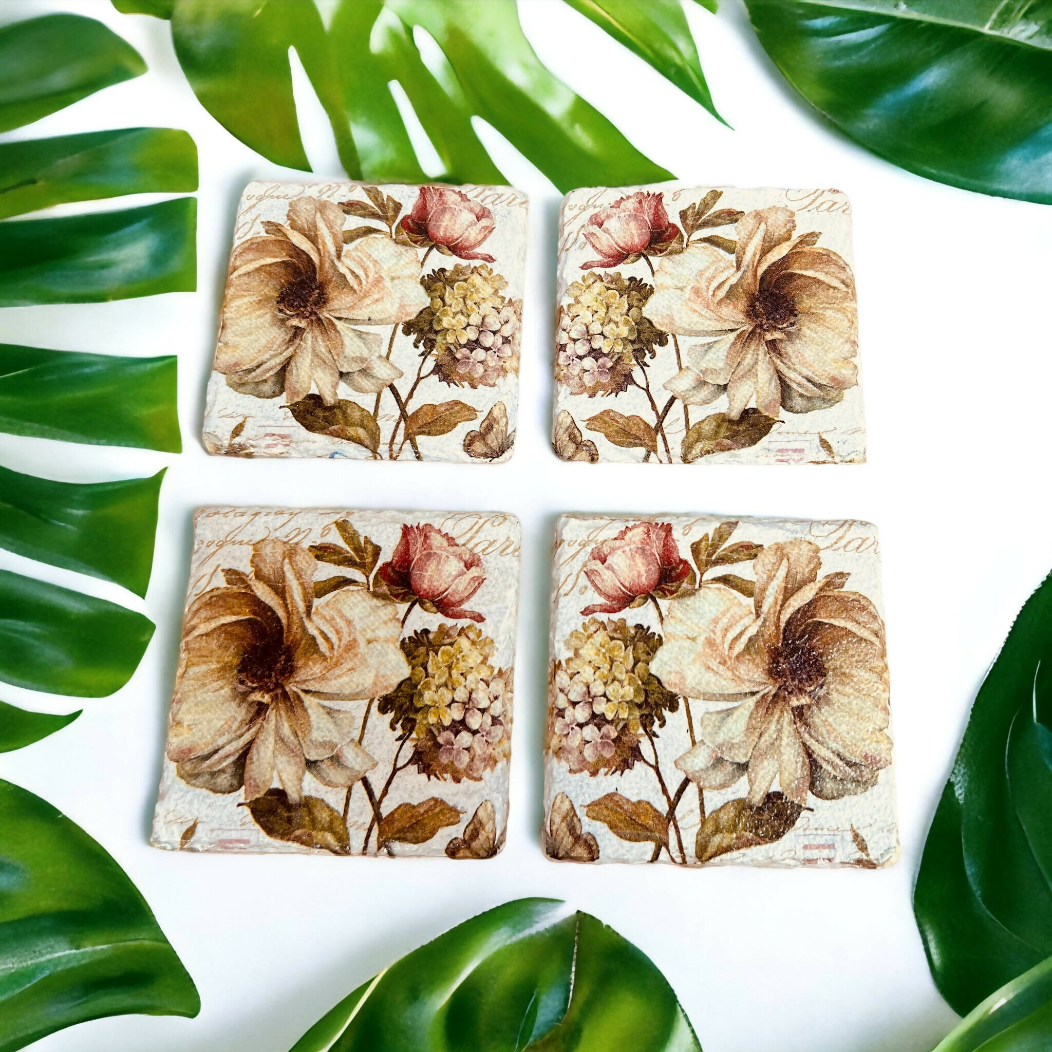 Vintage flower coasters