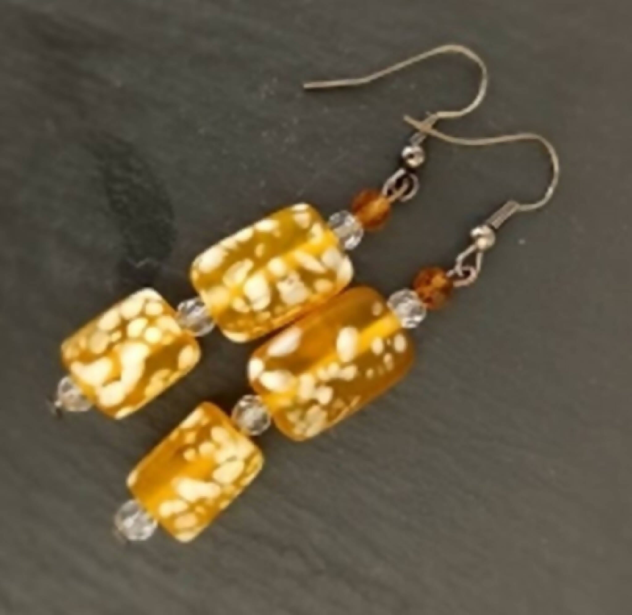 Yellow Splatter Pattern Earrings