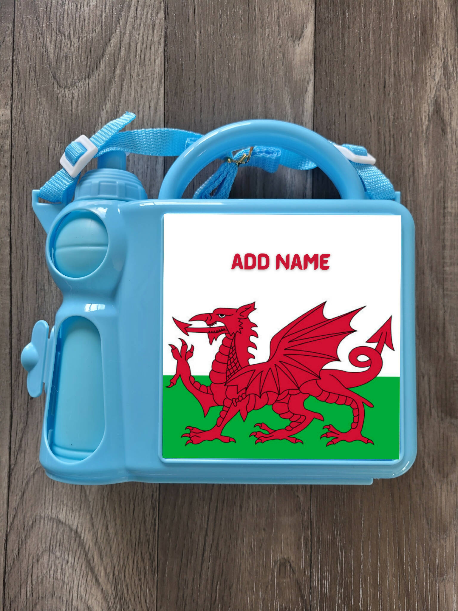 Children's Pink or Blue Personalised Welsh Dragon Lunchbox