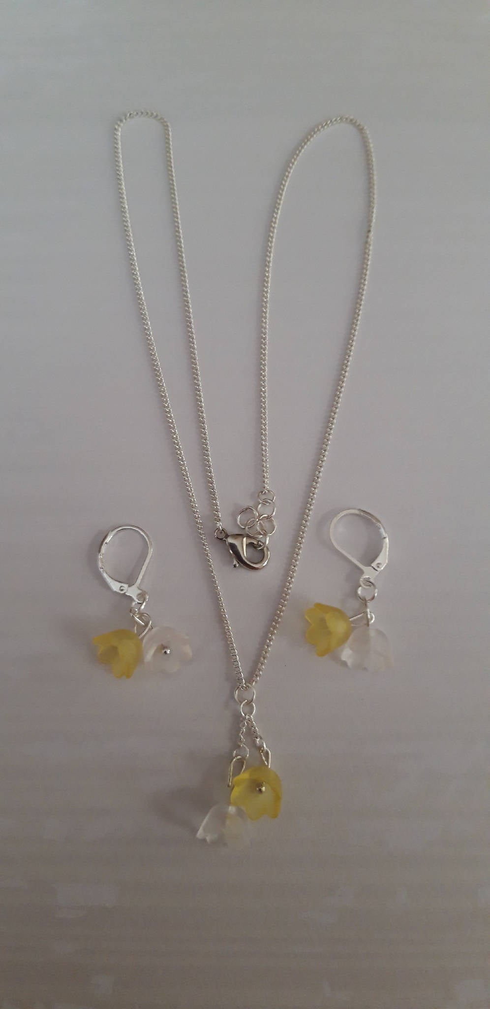 Yellow tulip necklace and earrings set