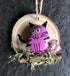 Wood cookie cat hanging decoration