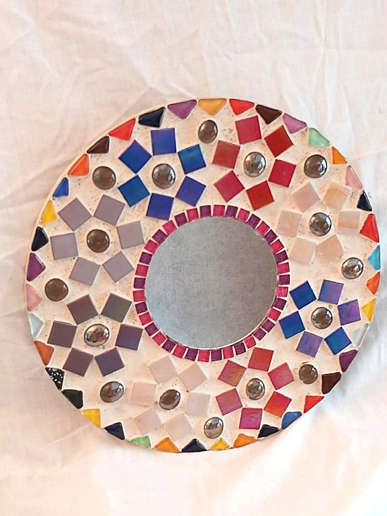 Mosaic round mirror