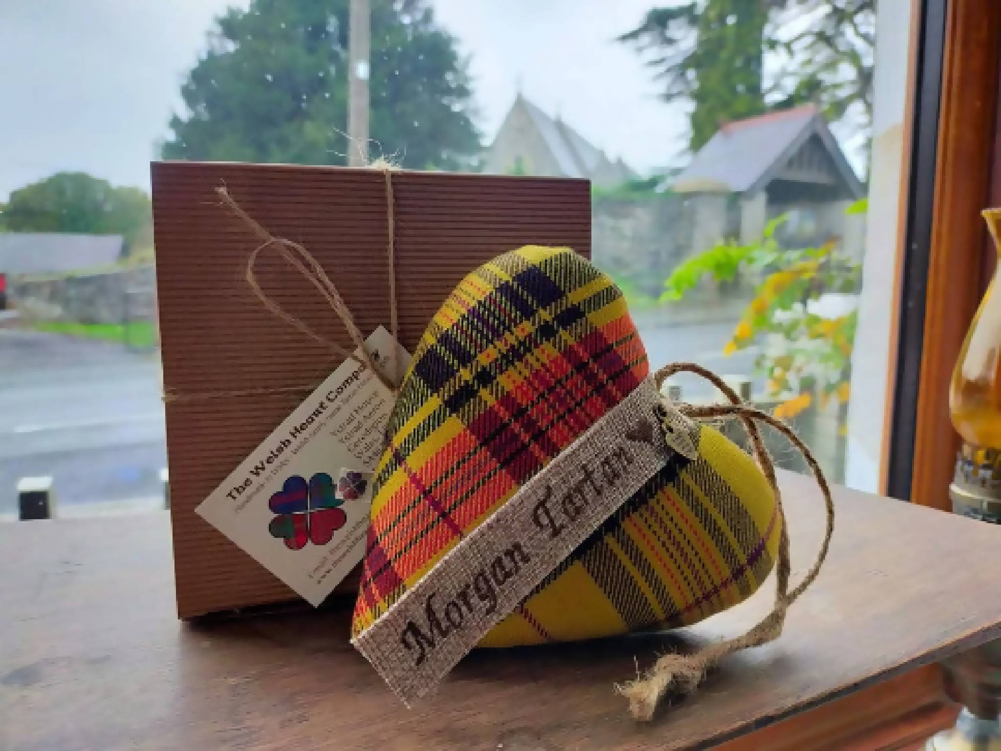 Welsh Tartan Hanging Heart