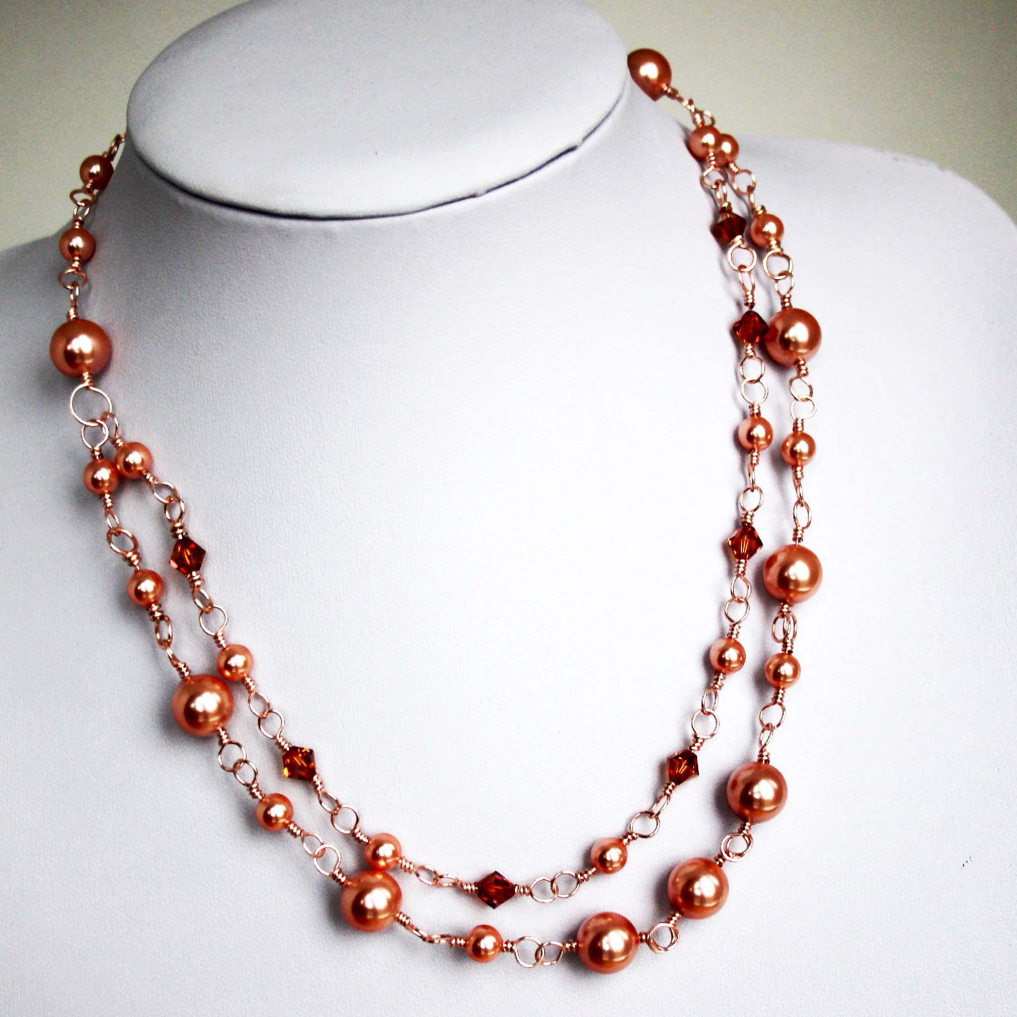 Swarovski Pearl & Crystal Necklace in Rose Gold (123)