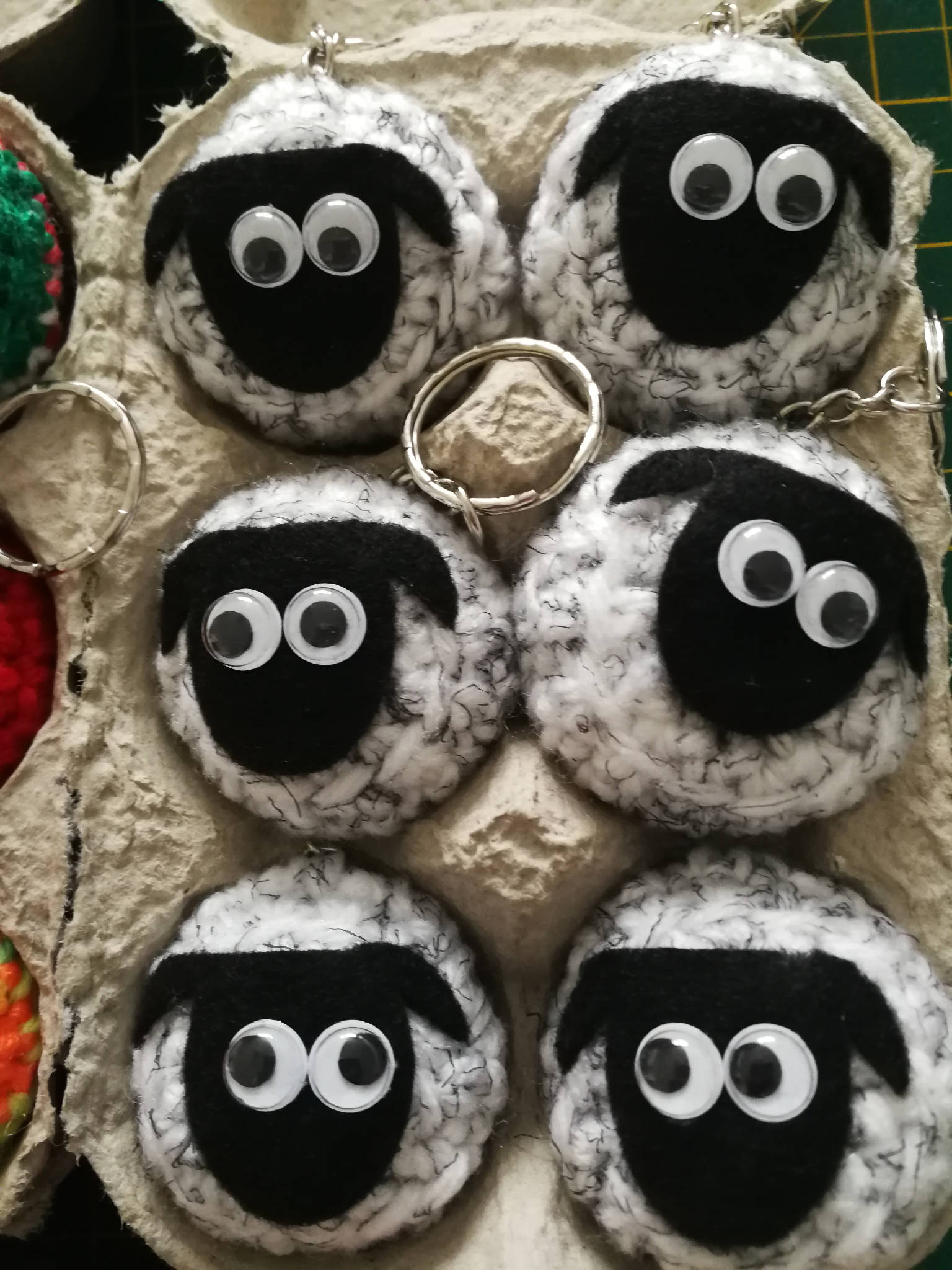 Six Sheepy Keyrings