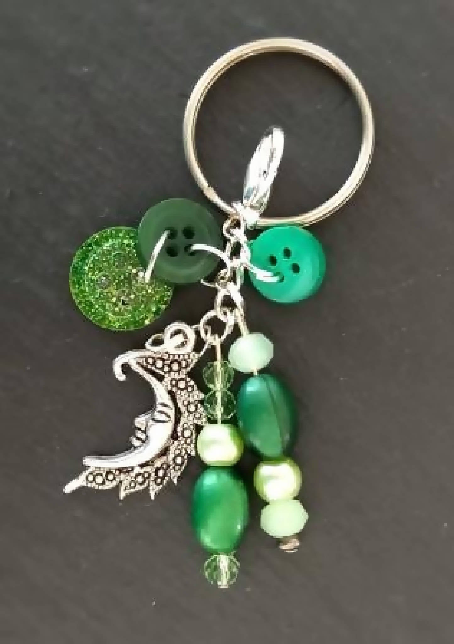 Keyring Handbag Charm in Greens with Moon Charm