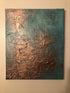 DELUXE PATINA - Pair of heavily textured copper patina canvases (97x56x4cm)