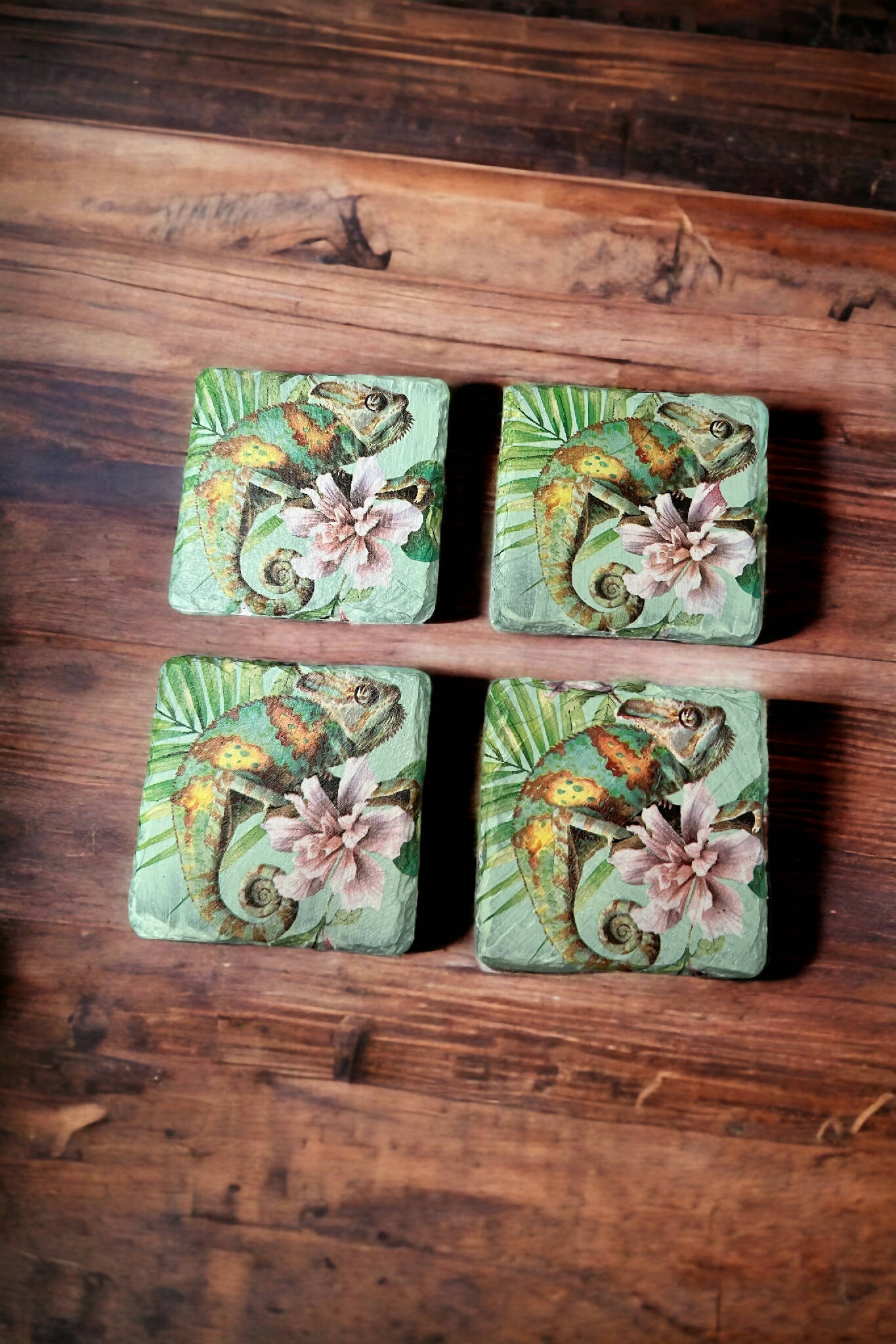 Chameleon slate coasters