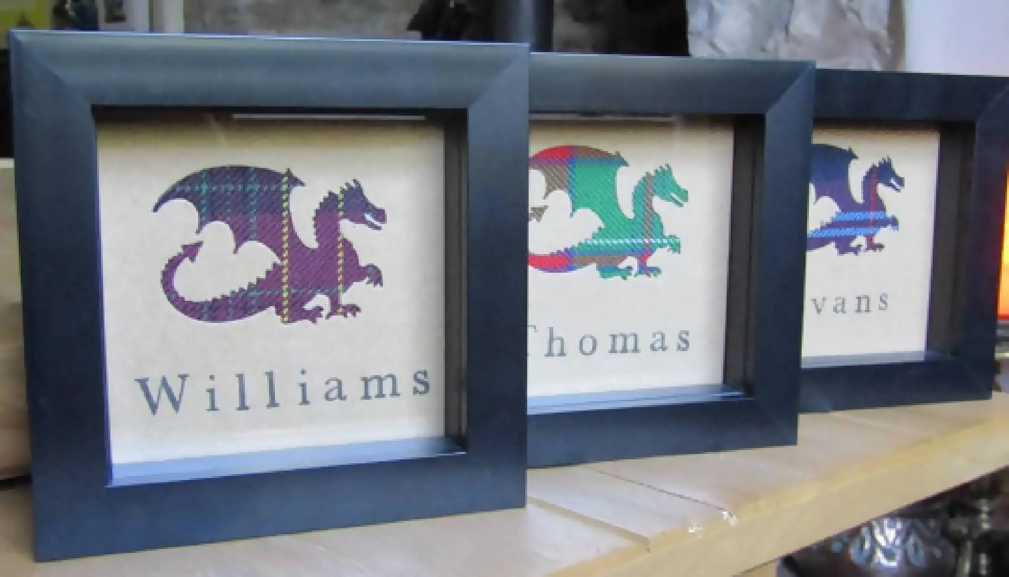 Welsh Tartan Framed Dragon