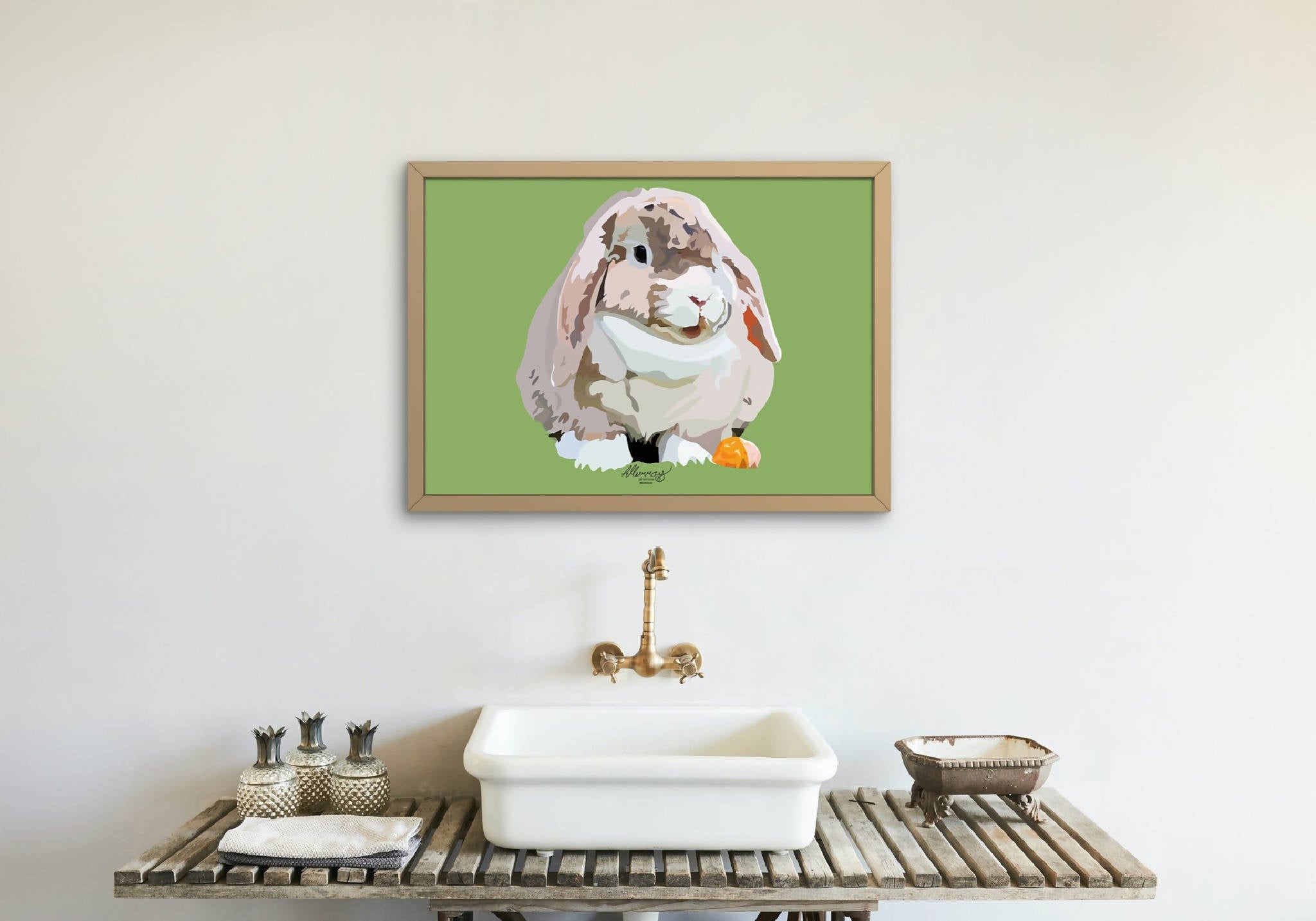 Bunny Rabbit Print | Digital Art Poster| Christmas Gift Idea