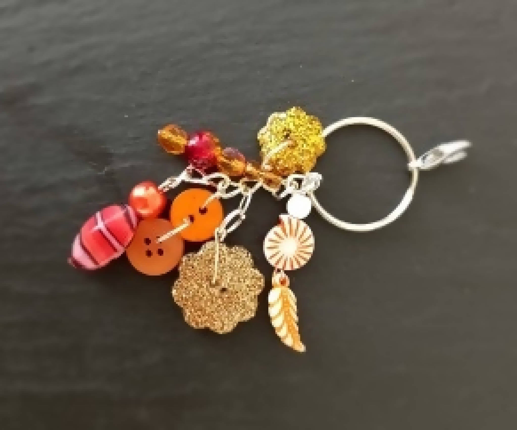 Keyring Handbag Charm with Orange Beads