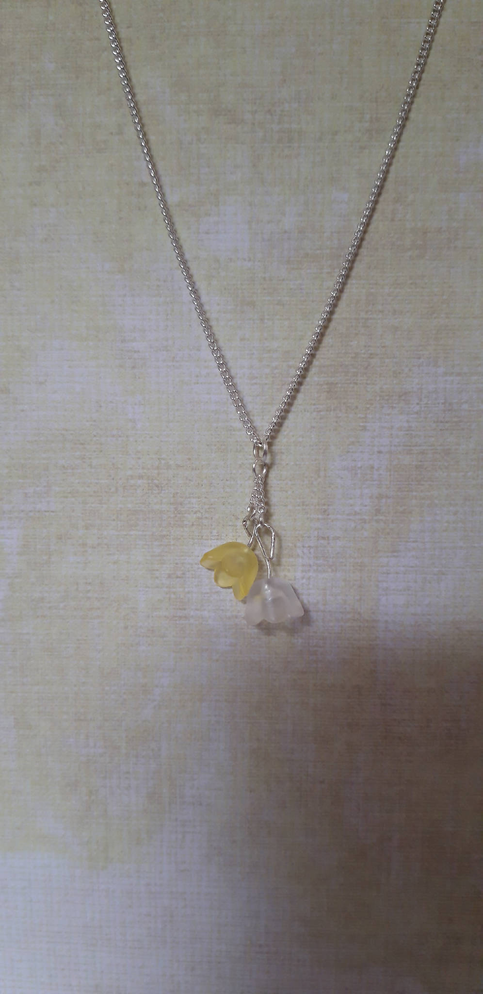 Yellow tulip necklace and earrings set